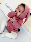 Сірий бодік для малюка з капюшоном і вушками зайка